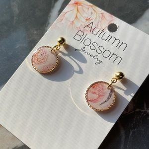 Handmade peach flower earrings